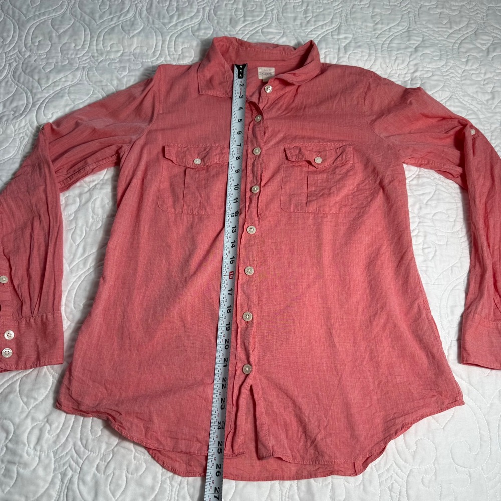 J.Crew The Perfect Shirt Coral 100% Cotton Button Down Roll Tab Sleeve WMs M EUC - Picture 11 of 11